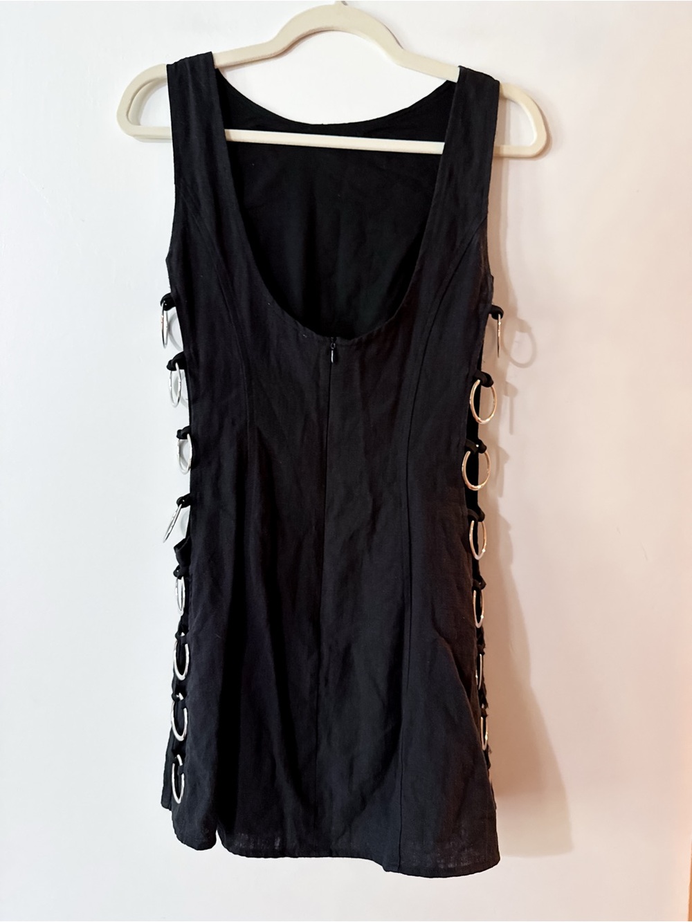 Vrg Grl Discoteca Mini Dress Black Linen Size 8 - Picture 7 of 10